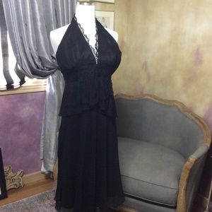 Shelli Segal black silk halter neck cocktail dress, size 8